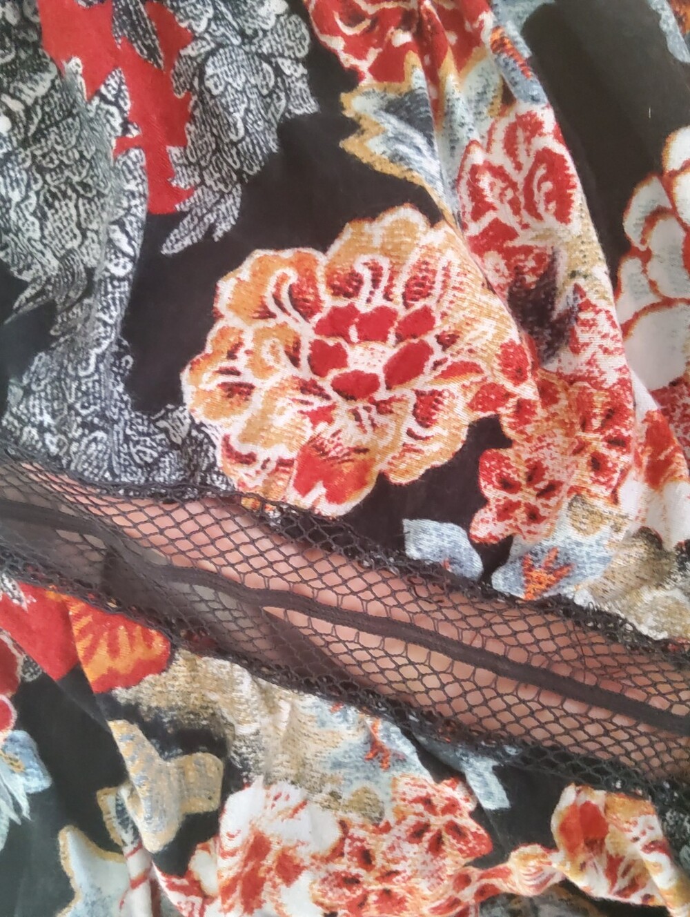 Euro Floral With Mesh Inlay Blouse - Picture 6 of 6